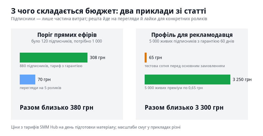 З чого складається бюджет накрутки: два приклади